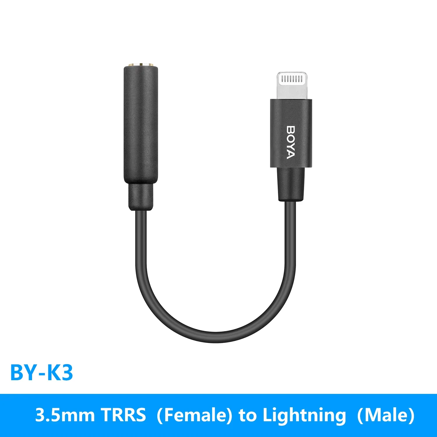 BOYA BY-K3 Audio-Adapterkabel, 3,5 mm TRRS-Buchse auf Apple MFi-zertifizierter Lightning für iPhone, iPad, iPod, Touch, iOS-Geräte, 6 cm