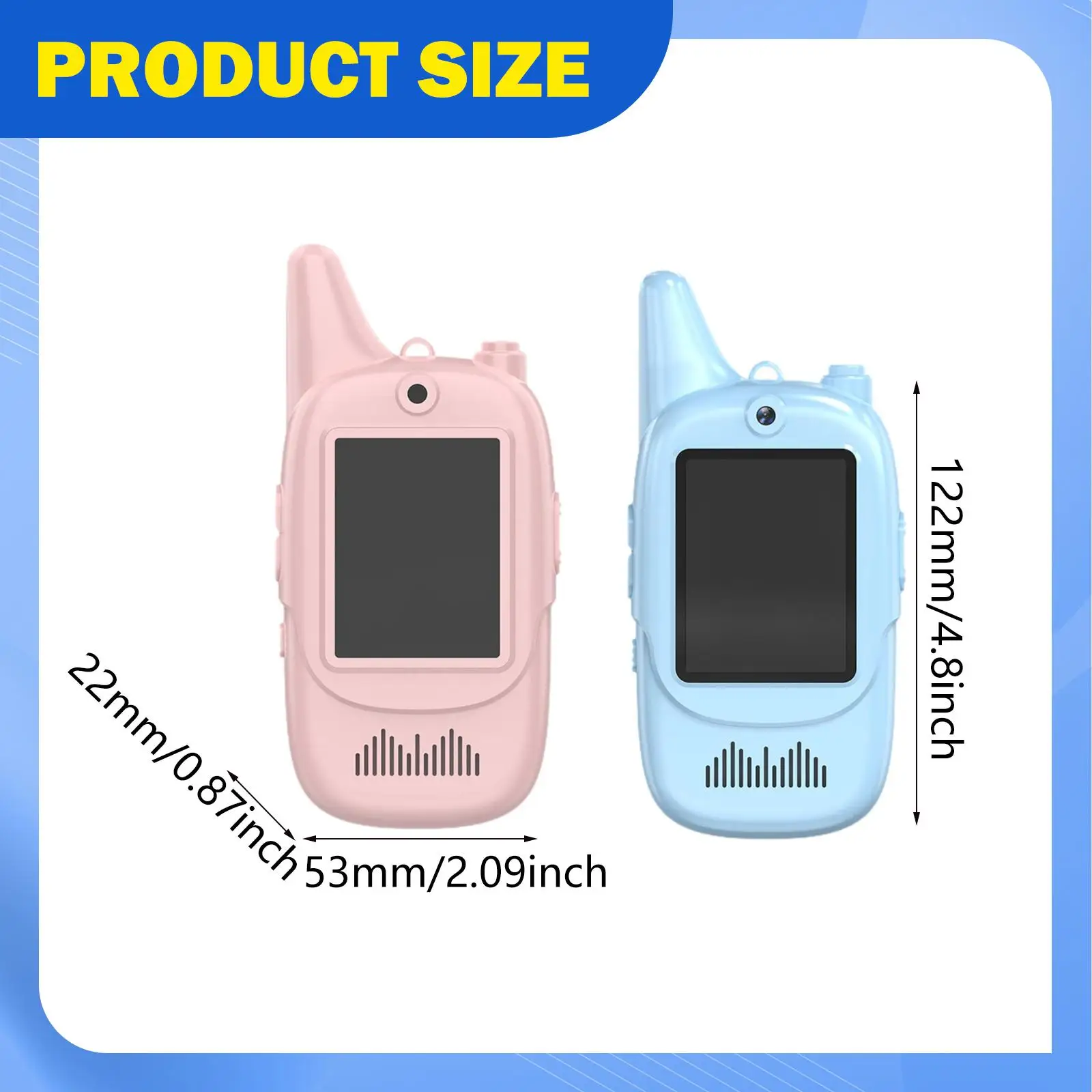 2 Pieces Kids Walkie Talky, Birthday Gfits Video Intercom Cute Family Games Long Range Rechargeable, for Boys Girls Kids