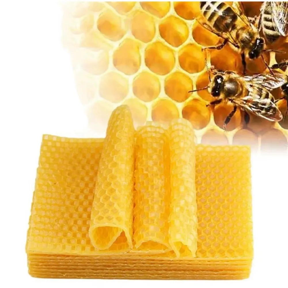 10Pcs Honey Candles Maker Beeswax Sheets DIY Beekeeping Tools Beehive Nest Wax Honeycomb Beekeeping Foundation Sheets Bees