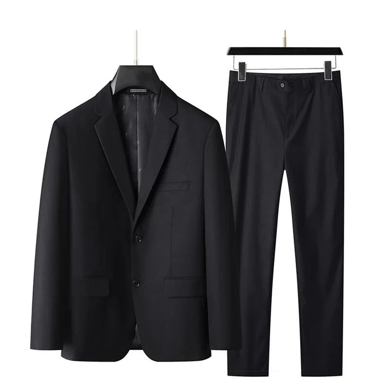 Men‘s 2-Piece Suit Notch Lapel 2 Button Blazer with Flap Pockets & Dress Pants for Business Casual Wedding Formal Office Work