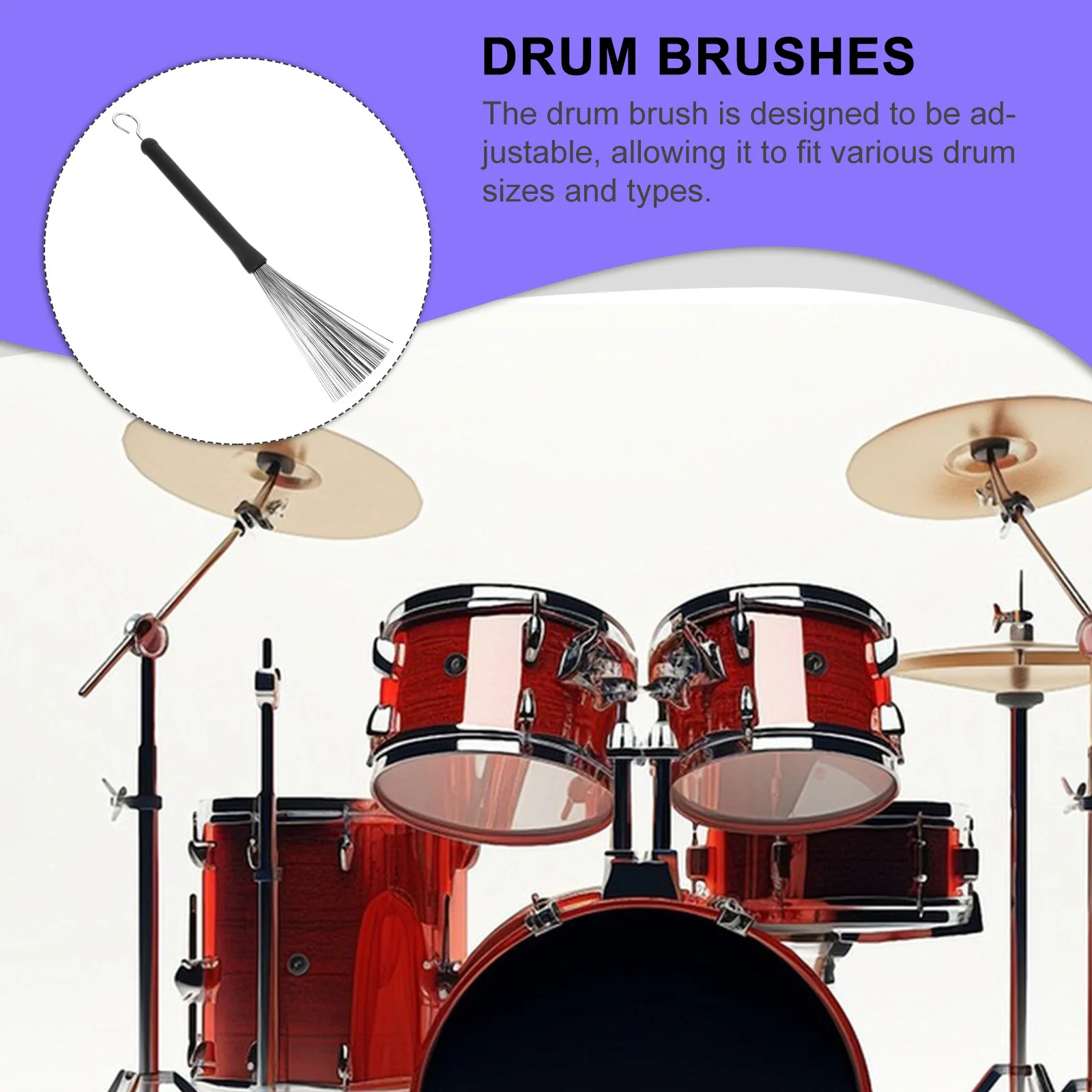 Brosse de tambour en fil rétractable en acier inoxydable, pour tambour de nettoyage de Percussion de Jazz, brosse spéciale de Percussion pour batterie