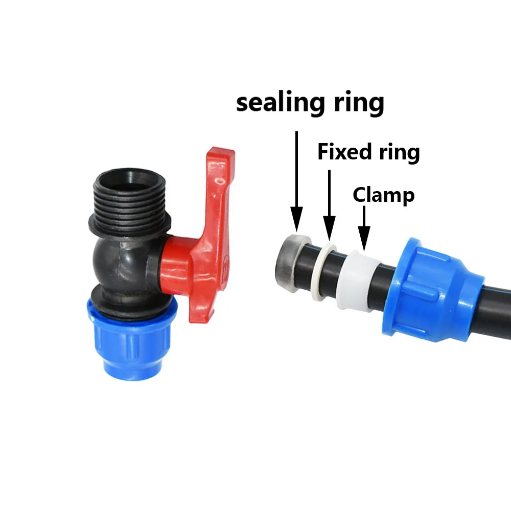 T-type 20/25/32/40/50/63mm Pvc Pe tubo Tee connettore rapido valvola a sfera Splitter acqua rubinetto da giardino Tee valvola di controllo del