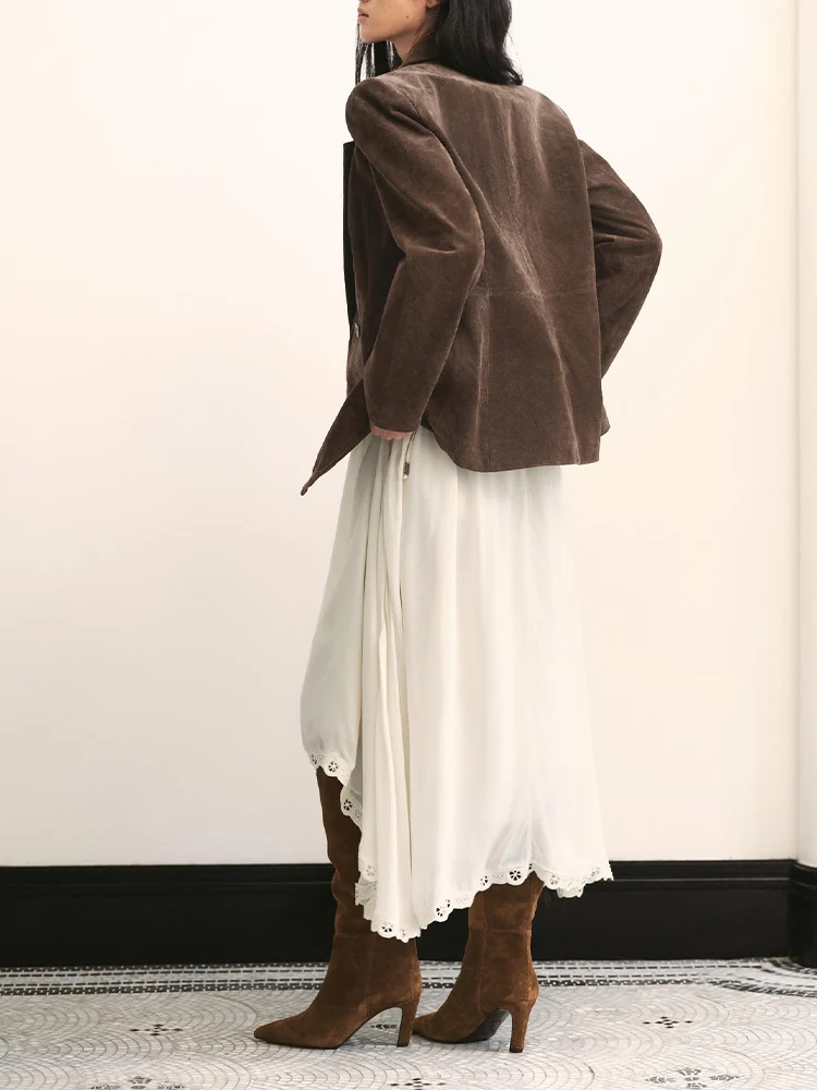 欧米風2025年秋新作レディース服万能ダブルブレストスーツジャケット（肩パッド付き）