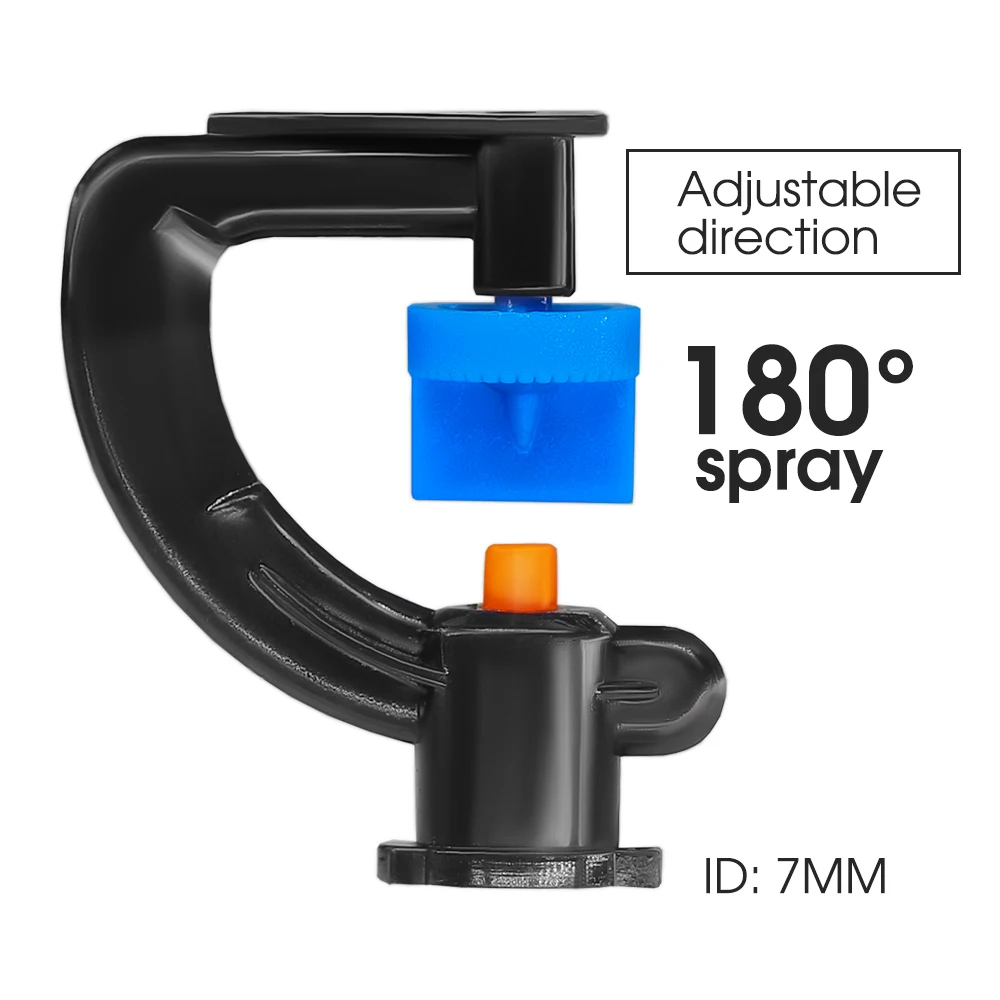 5 szt. Dysza rozpylająca 180 ° do rozpryskiwania światła ogrodowego mikro-nawadniania kropelkowego zraszacz 21cm łącznik palika do węża 4/7mm