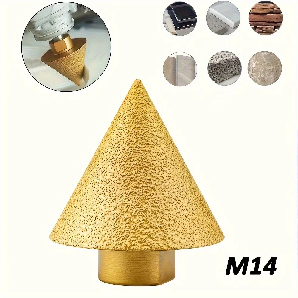 M14 Diamond Chamfer Drill Bit, Cone-Shaped Polishing Wheel for Stone, Tile, Glazed Brick, Marble, Granite, Milling Hole