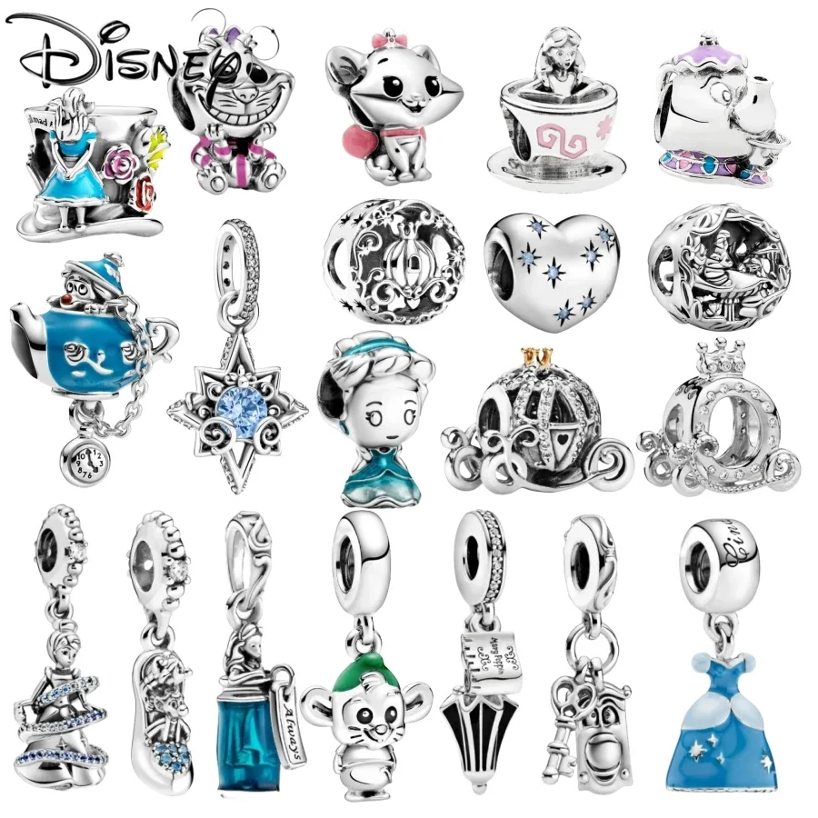 

MINISO Disney Charms Alice Beads Hat Tea Cup Pendant Fit Pandora Original Bracelet Diy For Women Fashion Gifts