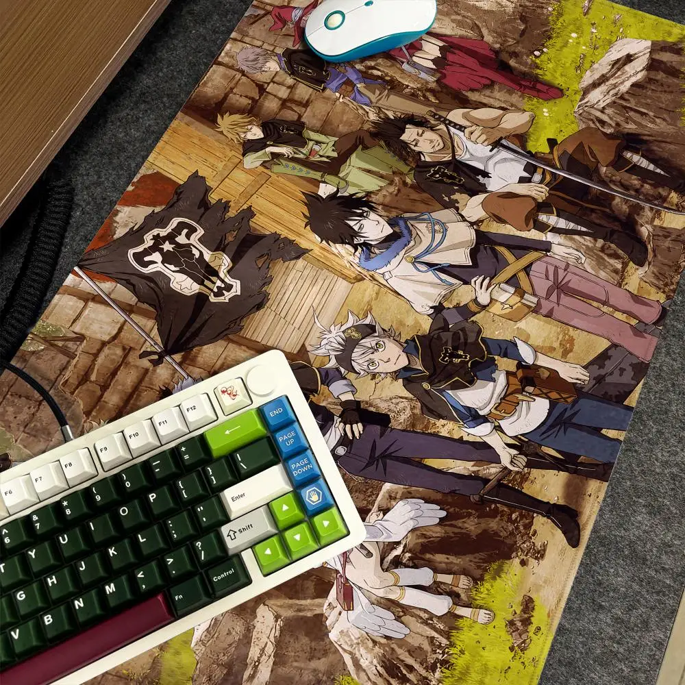 Anime B-Black C-Clover Mauspad Xxl Computer Große rutschfeste Gamer-Tastatur 90x40cm Art Design HD Schreibtischunterlage