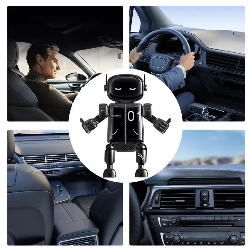 Gravitys Fully Automatic Cartoon Robot Car Phone Holder Air Vent Clip Mount Stand Anti Shock For Mobile Phone Width 65-85mm