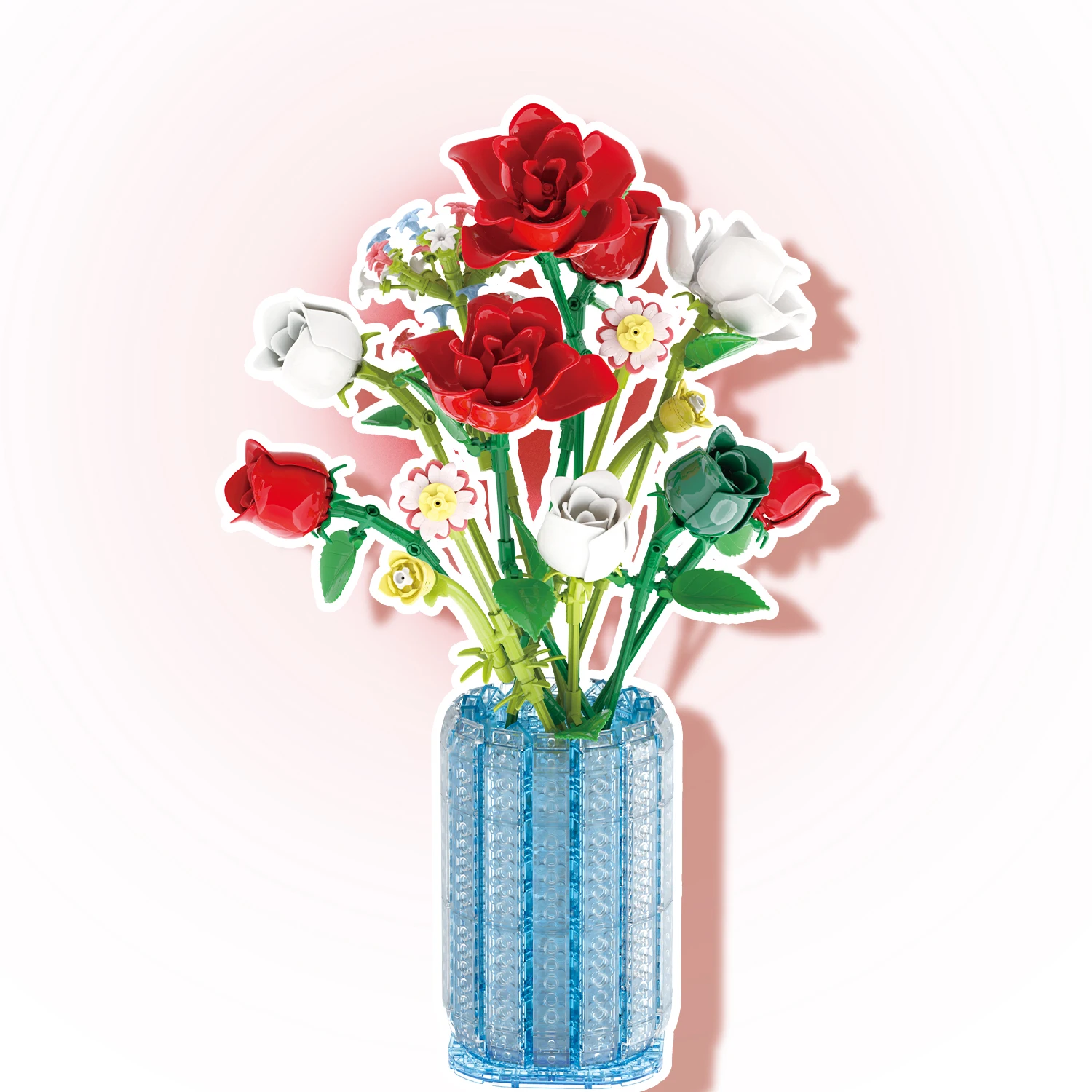 

Лидер продаж, строительные блоки, букет, красные и белые розы, ромашка, сделай сам, 1022 шт. + набор для сборки частиц, подарок на день Святого Валентина, Рождественский подарок