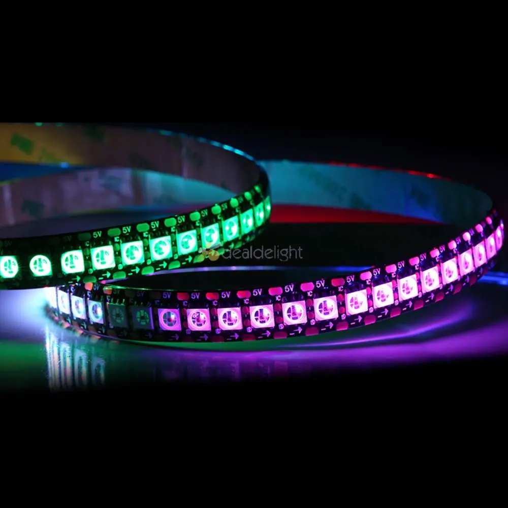 Tira de luces led digital HD107S RGB de alta velocidad, 30/60/144 Led/m, direccionable, RGB, Flexible, transmisión de datos doble, DC5V