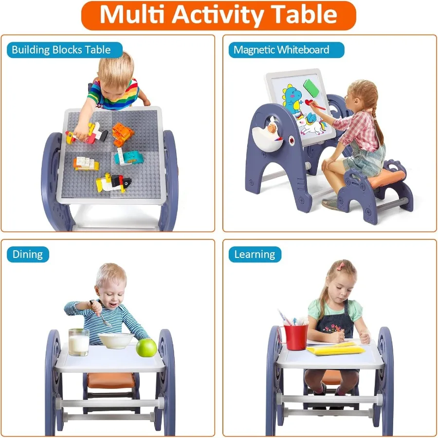 

4in1 Table And Chair Set For Toddlers 3-5 Years Old Interactive Activity Table With Magnetic Whiteboard And Sensory Play Feature
