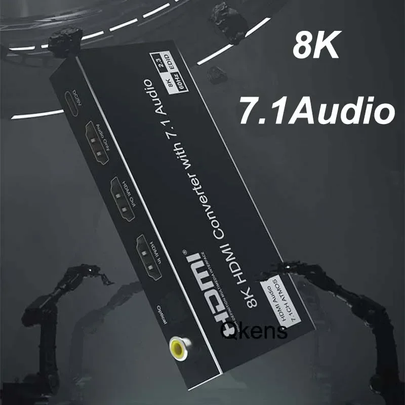 8K HDMI Video Converter with Audio Extractor 4K 120Hz 8K 60Hz Audio Splitter Support 7.1 5.1 Dolby Atmos for Laptop TV Amplifier