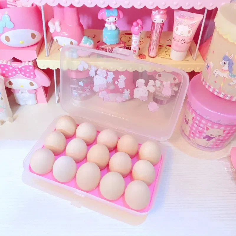 Hello Kitty Anime Kawaii Sanrio Ins Fashion Storage Egg Box Covered Cute Cartoon Plastic Sealed Egg Efrigerator Case Gifts