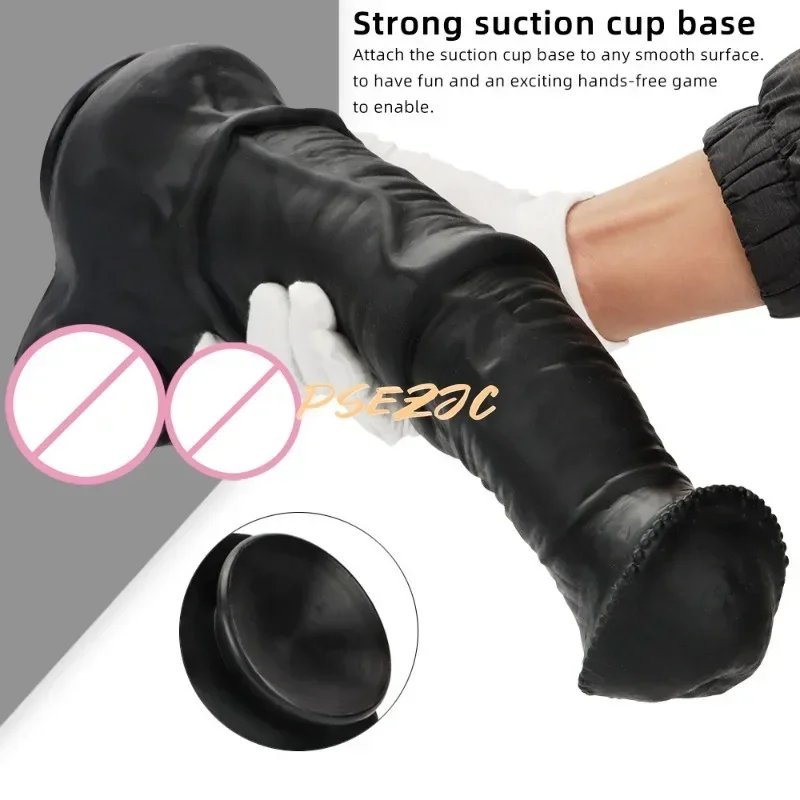 Black Horse Super Large Vestibular Anal Masturbation Device Simulated Penile Silicone Soft Sex Toy