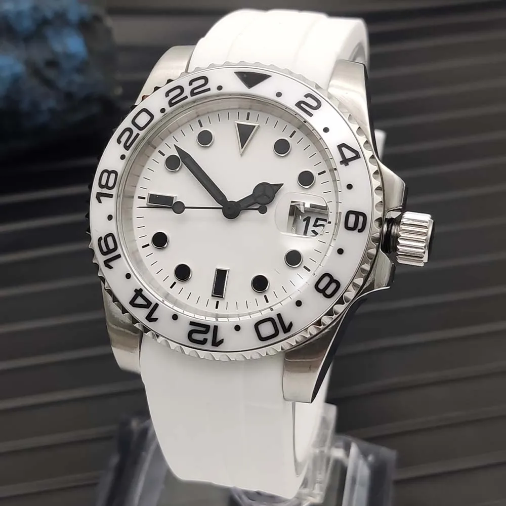 Men\'s White Elegant Fashion Automatic Mechanical Watch Casual Sport Style Watch Sapphire Glass