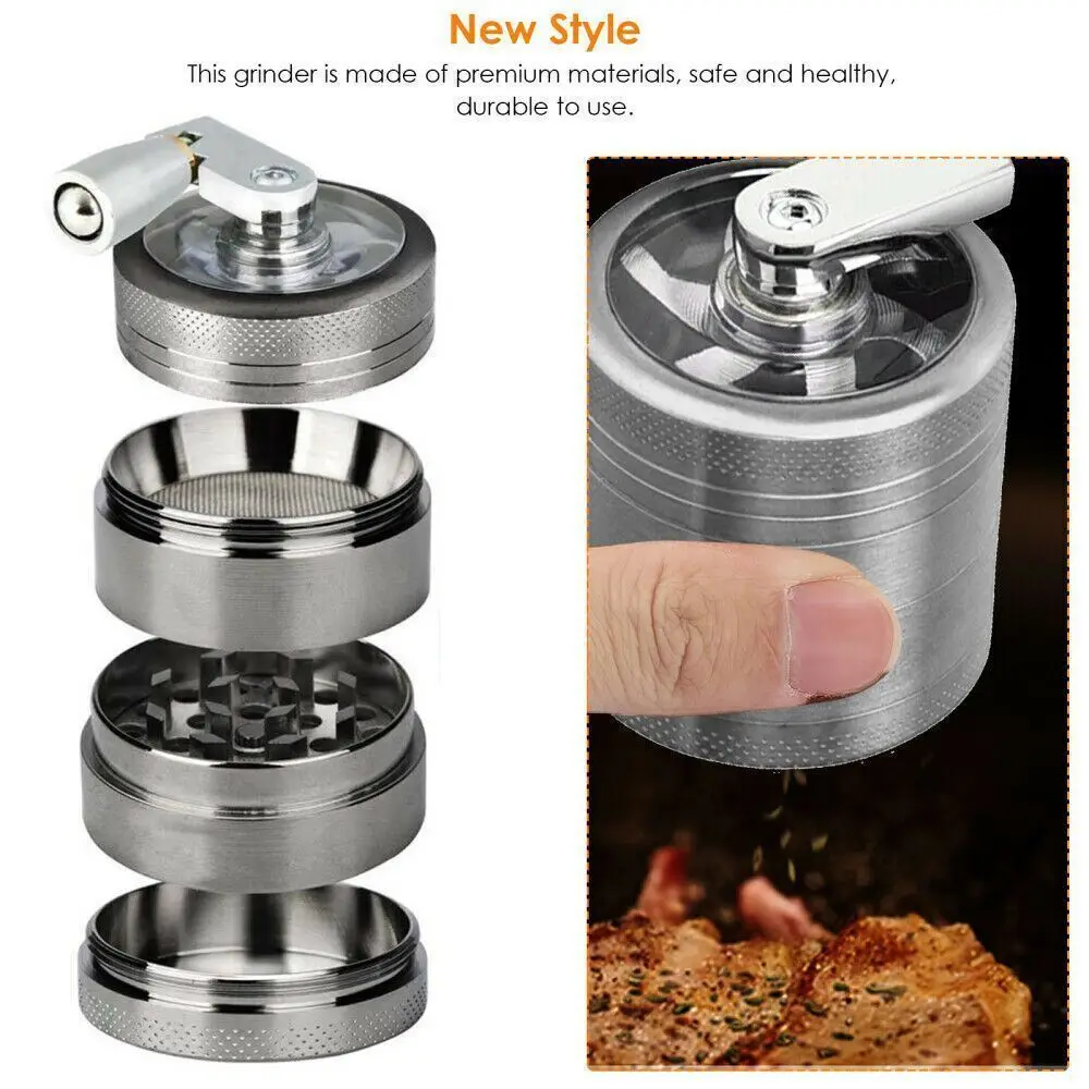 4-Piece Metal Herb & Spice Grinder – Hand Operated, Removable Chambers