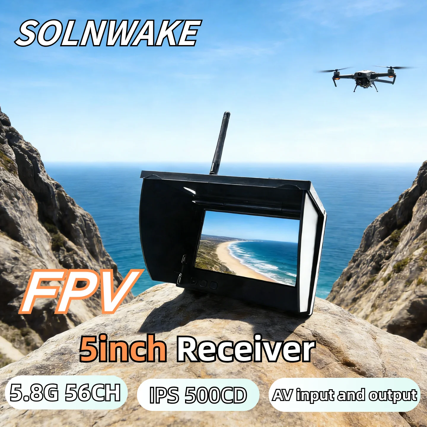 SLONWAKE 5.8G 56CH FPV 5inch Receiver Screen 800×480 Transmission Memory Card Slot Long Battery Life