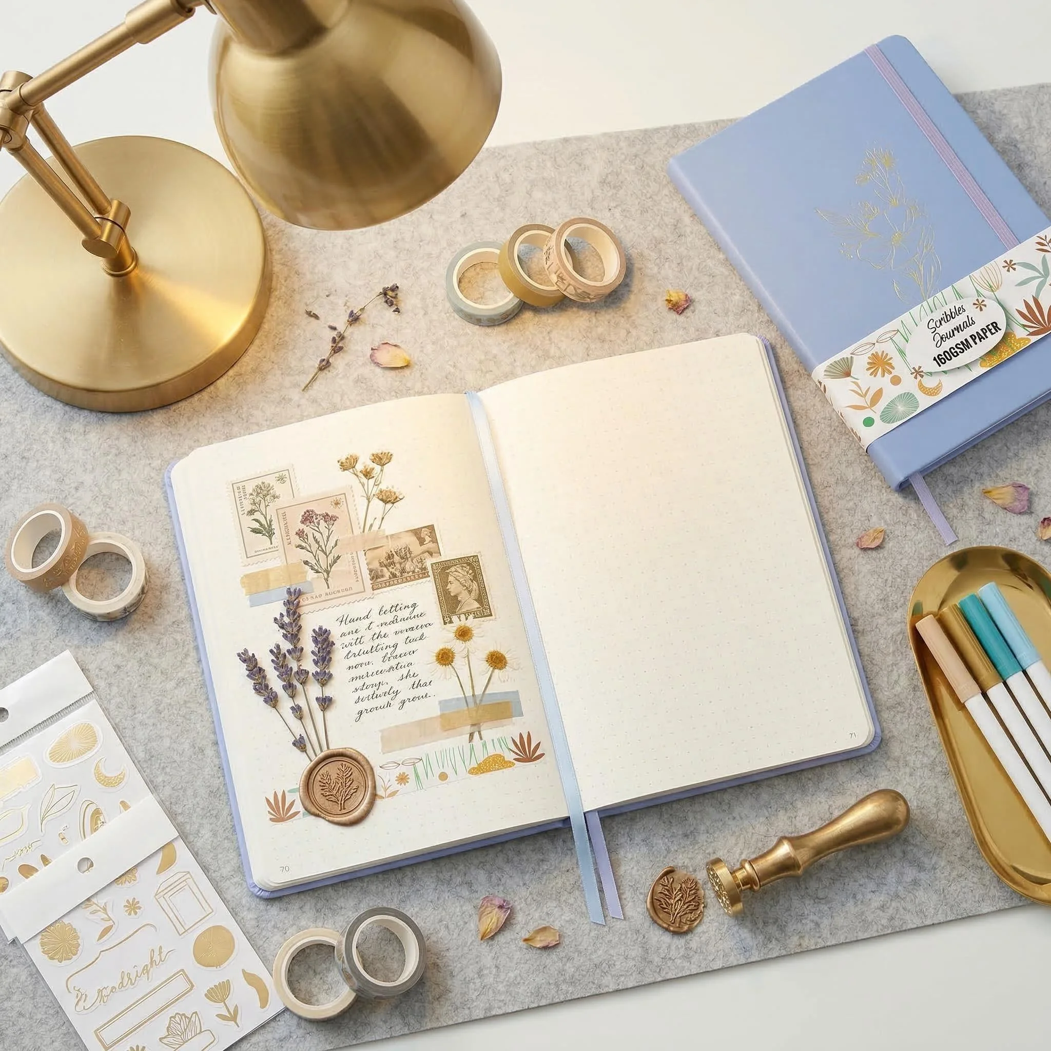A5 Dot Grid Journal Notebook PU Leather 160GSM Ivory Paper 160 Pages Numbered Floral Cover with Elastic Band Ribbon - view 3