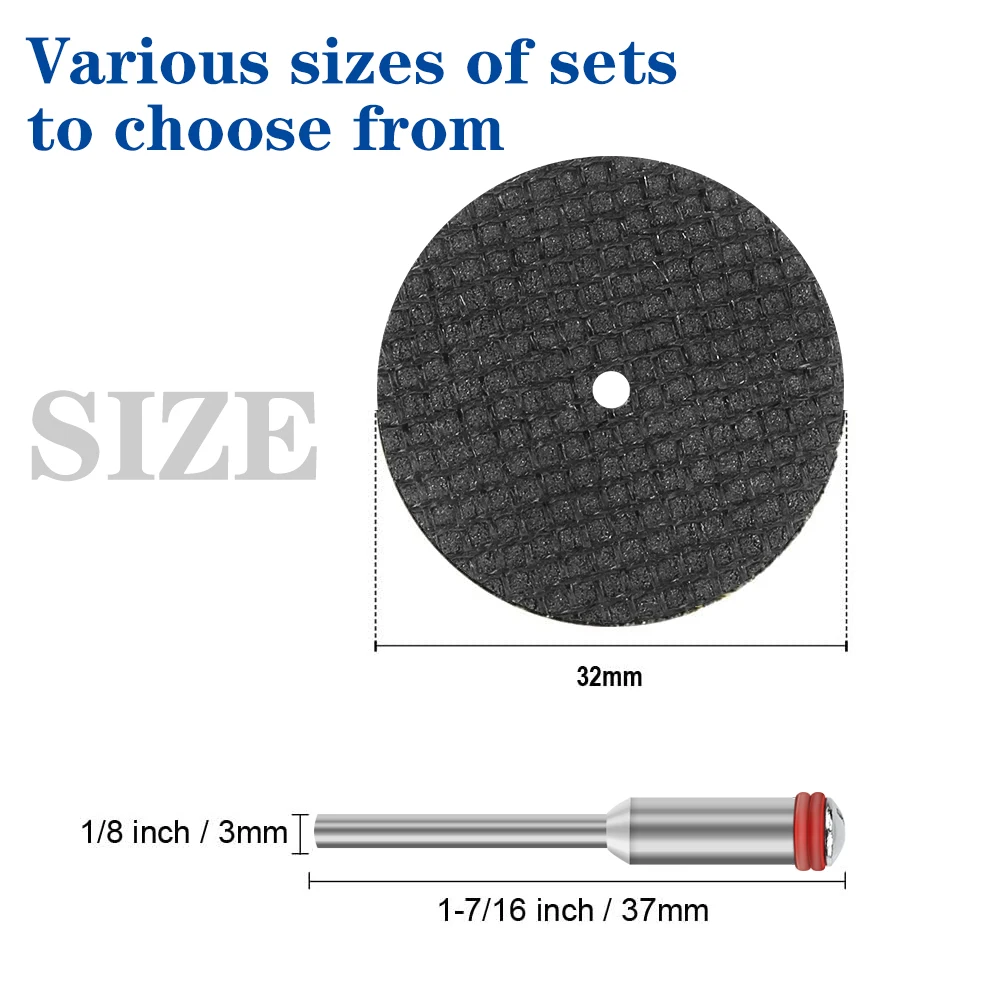 XCAN 32mm Abrasive Cutting Disc Set With Mandrels Grinding Wheels For Dremel Accesories Metal Cutting Rotary Tool Saw Blade