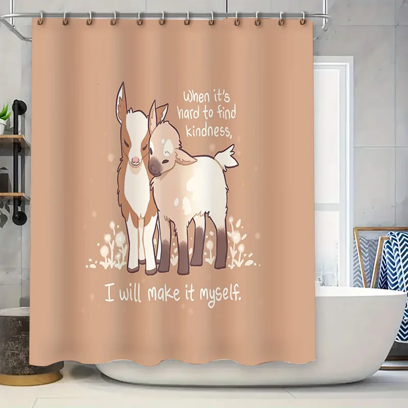 

Cute Deer Forest Animal Bathroom Shower Curtain Nature Woodland Wildlife Rustic Home Decor Set
