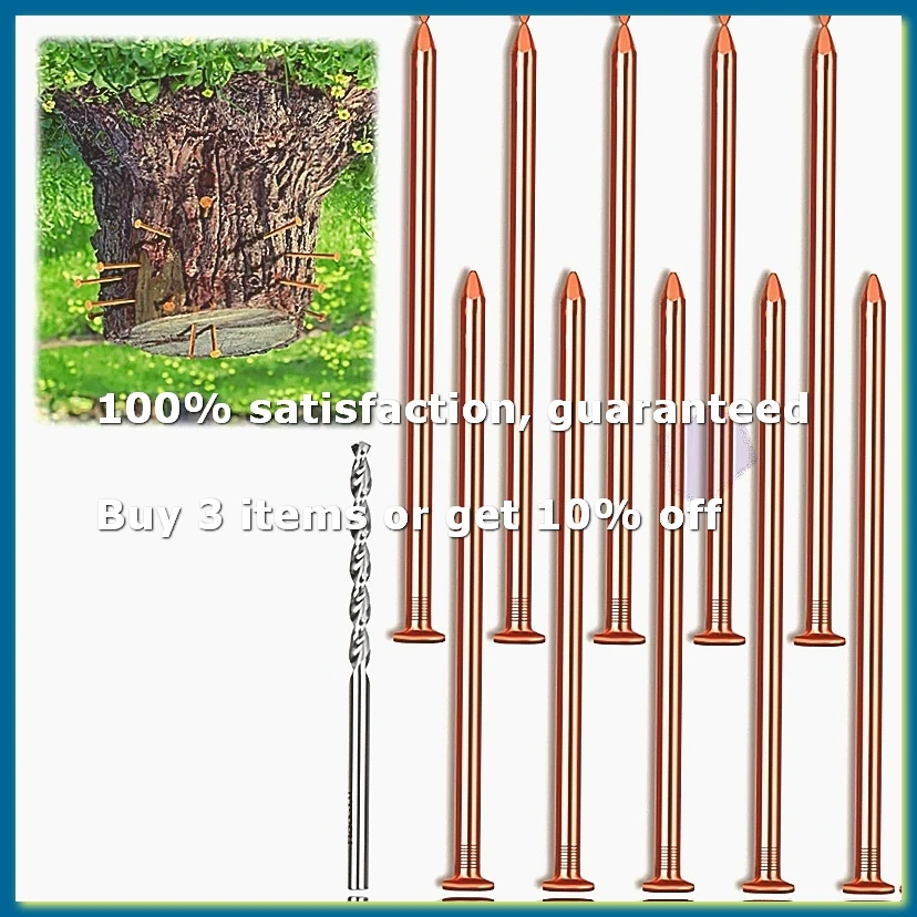 10pcs Copper Nails for Killing Trees Stump Root 3.15 Inch Long Pure Copper Nails Bulk with Drill Stump Removal Spikes-A10G