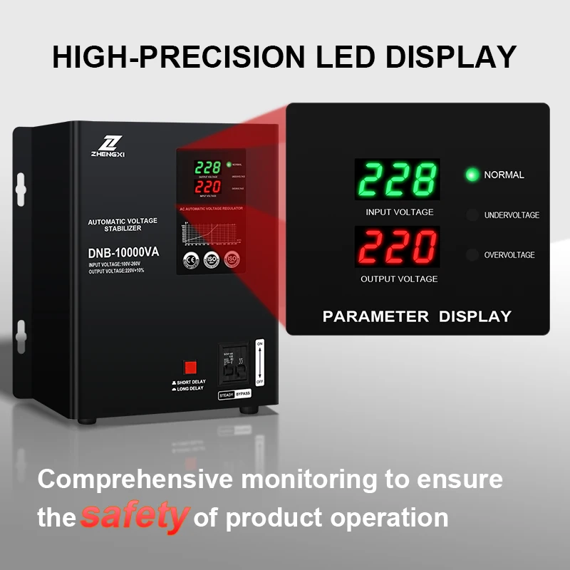 High Quality Stable 5KVA 8KVA 10KVA Single Phase AC Voltage Regulator LCD Display Relay Type 220V Output Voltage for SVC