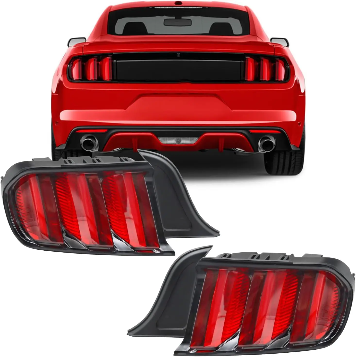 

LED Tail Lights Assembly For Ford Mustang USA 2015 2016 2017 2018 2019 2020 Full LED Red Lens Left Driver Right Passenger Side