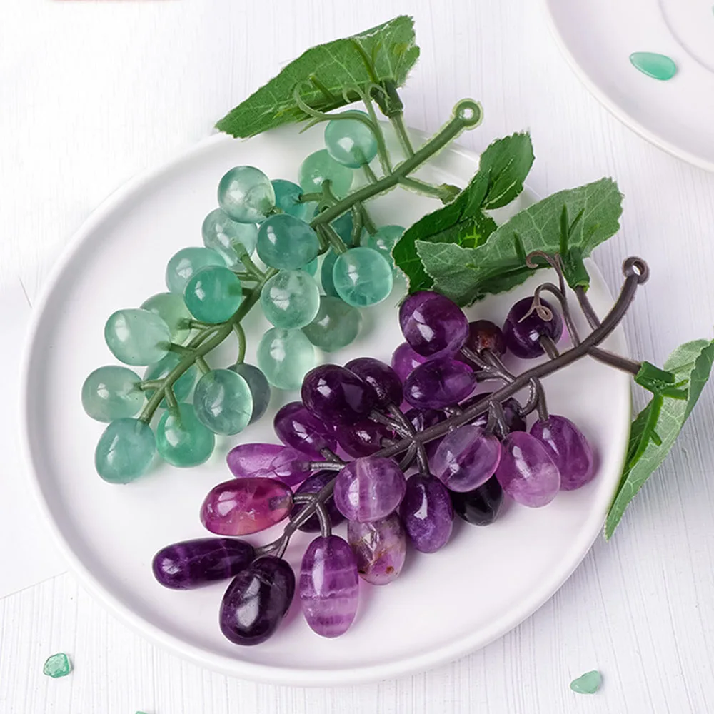 

Natural Green Fluorite Handwork Grape Quartz Crystal Ornament Reiki Healing Decoration