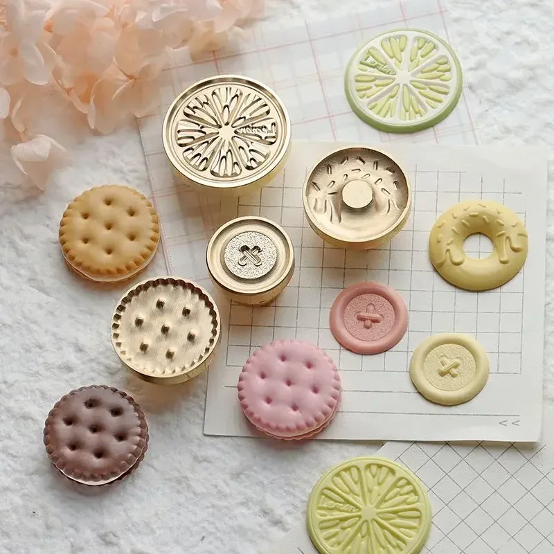 

Cookie Donuts Lemon Wax Seal Stamps 3D Alien Embossed Stamp Brass Head Envelope Decorative Scrapbooking Cards Material Supplies