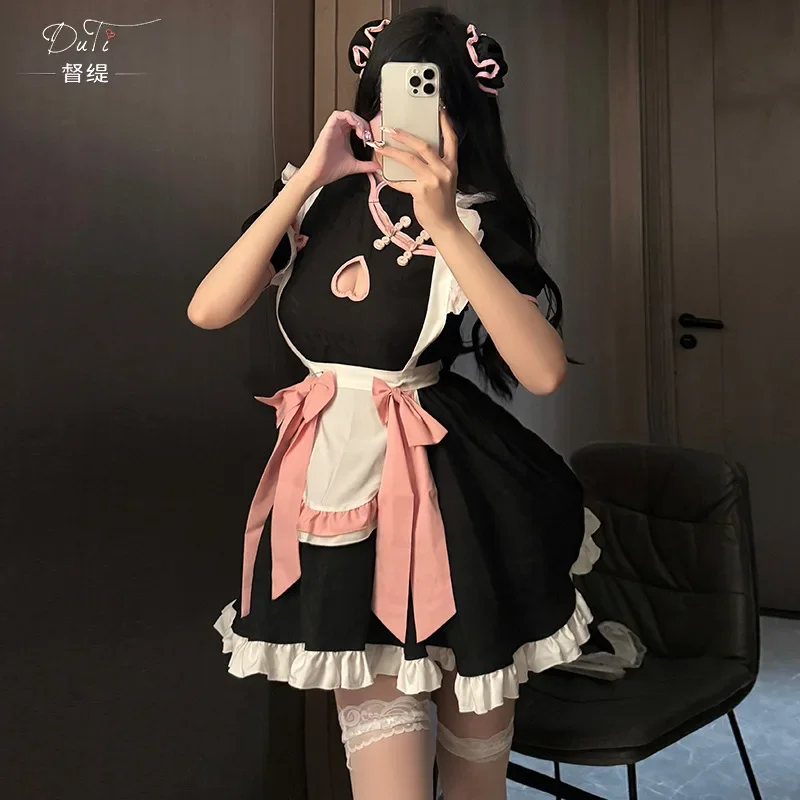 Sexy love hollow cheongsam Chinese woman cosplay anime pure desire dress maid suit 574