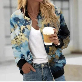 

Осенне-зимняя длинная бейсбольная куртка Sve, женская верхняя одежда с принтом на молнии, облегающее хлопковое бейсбольное пальто