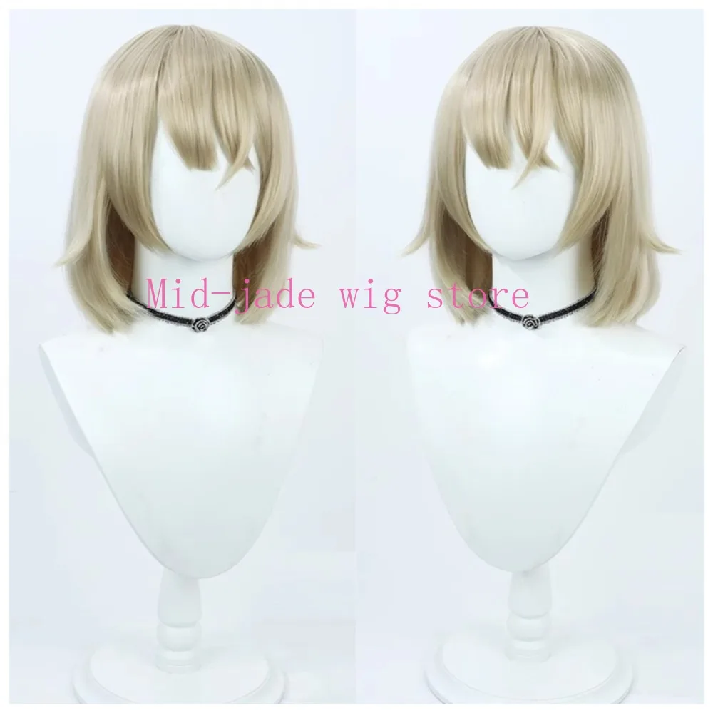 Falin Cosplay Wig Blonde Short Bob Hair Realistic Scalp Top Natural Looking Fiber Soft Texture Hairpiece for Fantasy Convention