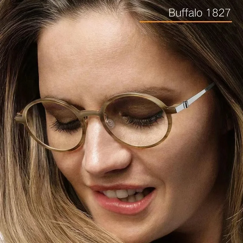 Glasses Frame Men Titanium Eyewear Prescription Eyeglasses Frames Women Round Myopia Optical Oculos Buffalo 1827 Denmark Brand image 4