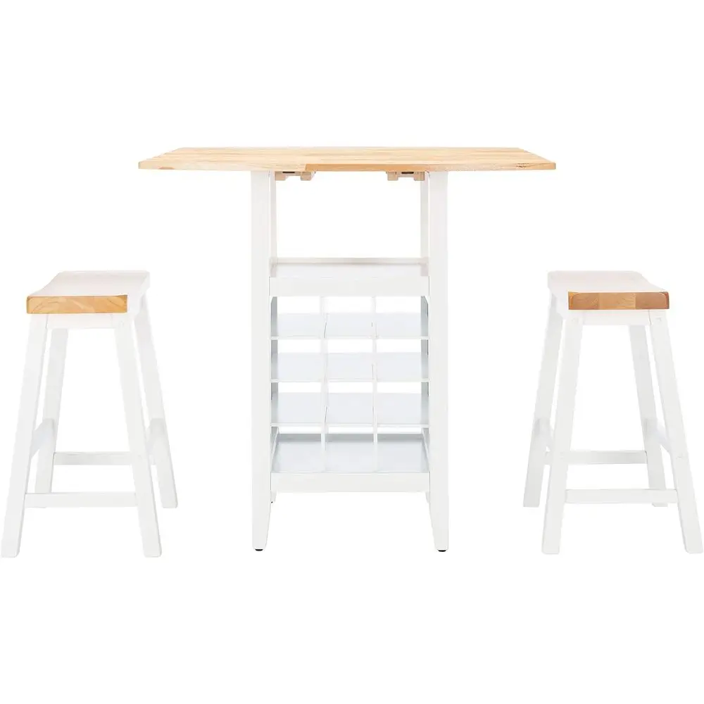 

Набор для паба из 3 предметов: стол с откидными столешницами и стулья – натуральное и белое покрытие