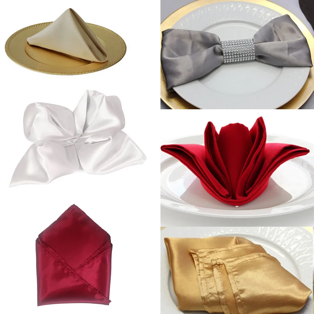 

Napkins Wedding Decoration Cloth Square Satin Fabric Handkerchief Napkin Party Home Supplies Dinner Table Decoration 35cm