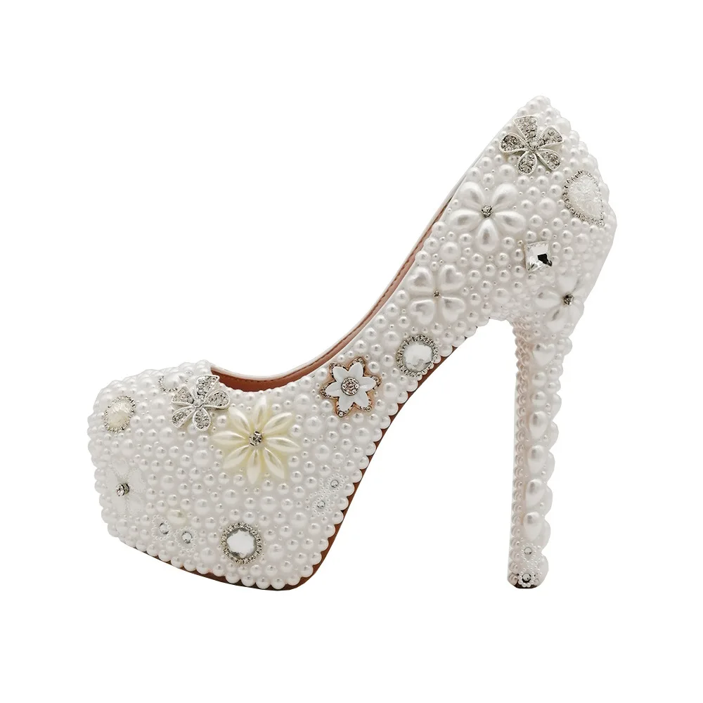 

Bloom Steps2024 Новые вискозные туфли с круглым носком 14 см, низкие туфли в стиле ретро с жемчугом для банкетов, однотонные туфли на тонком каблуке