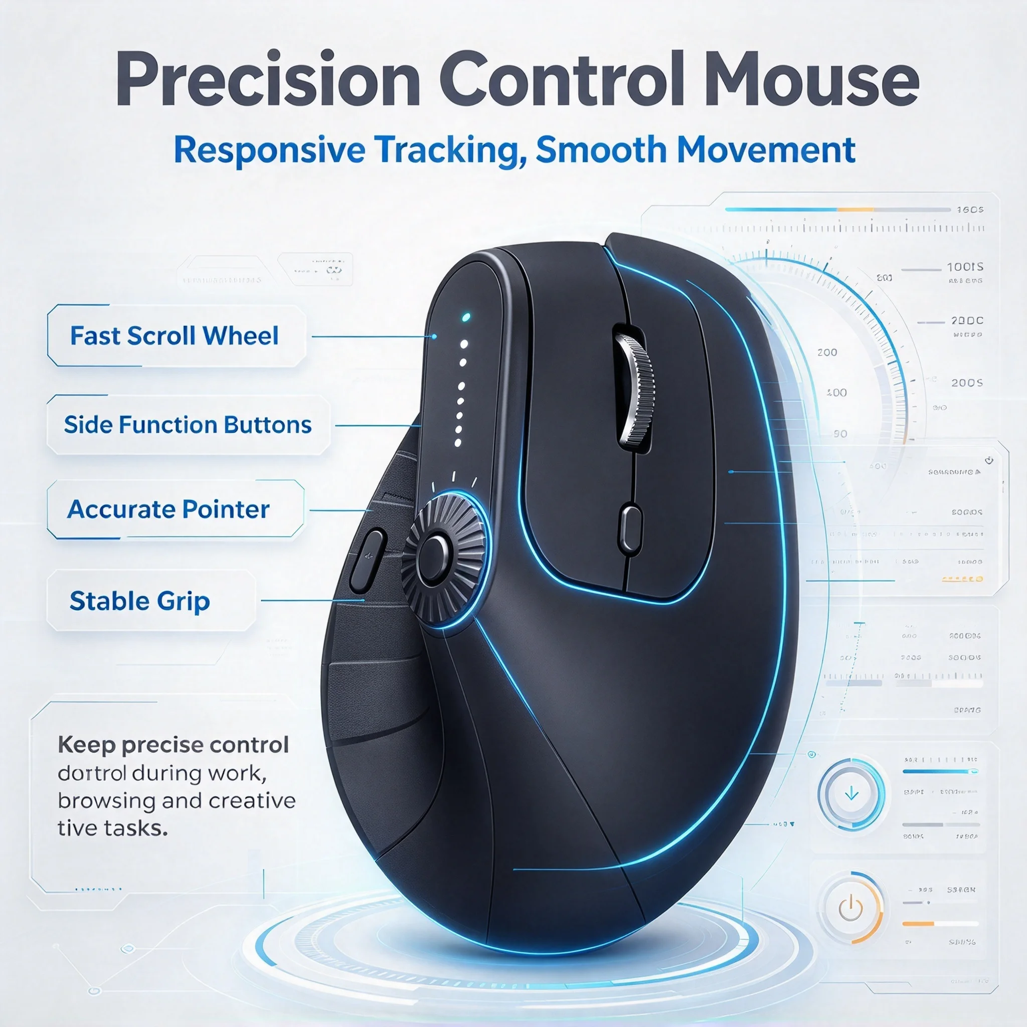 Wireless 2.4G Bluetooth Dual-Mode Vertical Mouse Ergonomic Silent Click Rechargeable Optical Mouse For PC Computer Laptop Tablet