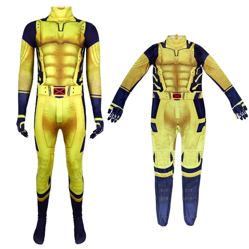 SN55MARVEL Wolverine Battle Suit Boys Superhero Cosplay Zentai Jumpsuit Kids Adults Costume Party Clothes Bodysuit@54WE