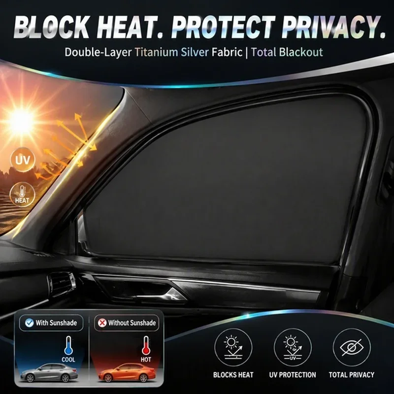 For Subaru OUTBACK ,Magnetic Side Window Sun Shade Titanium Silver Opaque Full Cover, Laser UV-Protective Film,Heat Block. - view 5