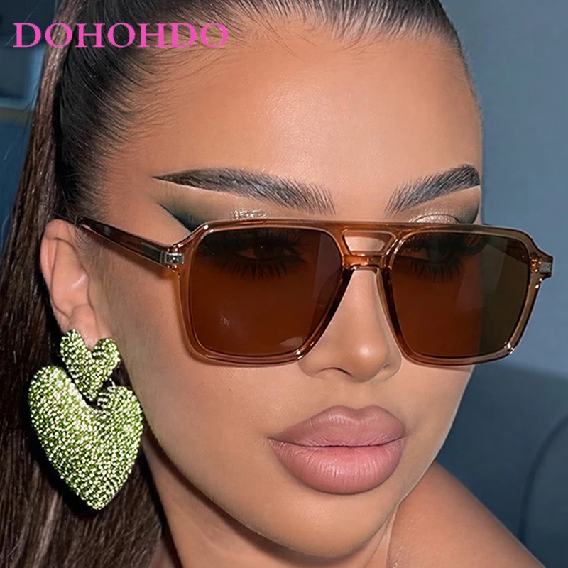 

Fashion Retro Double Bridge Square Pilot Rice Nail Women Sunglass Luxury Design Men Shades Driving Travel Sunglass Unisex UV400