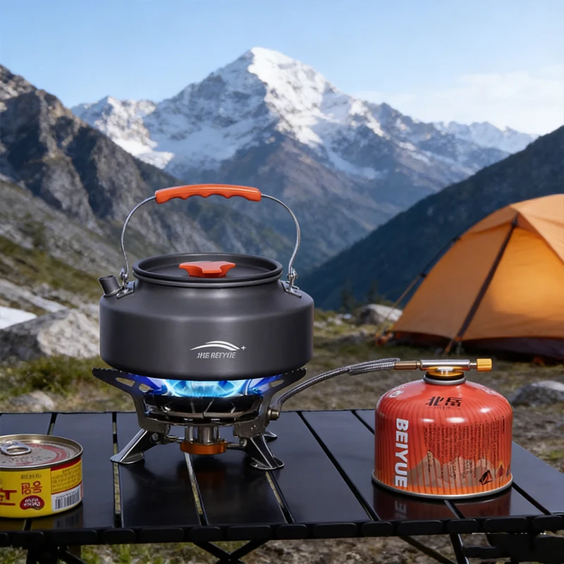 

Портативная складная газовая плита BEIYUE для кемпинга, для кипячения воды и заваривания чая, походная посуда
