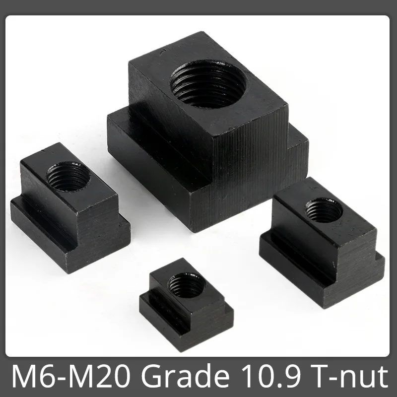 M6 M8 M10 M12 M14 M16 M18 M20 Clamp Table Slot Milling T Nut Block Slot Slider Machine Tool Black Grade 10.9 T-slot Nuts Screw