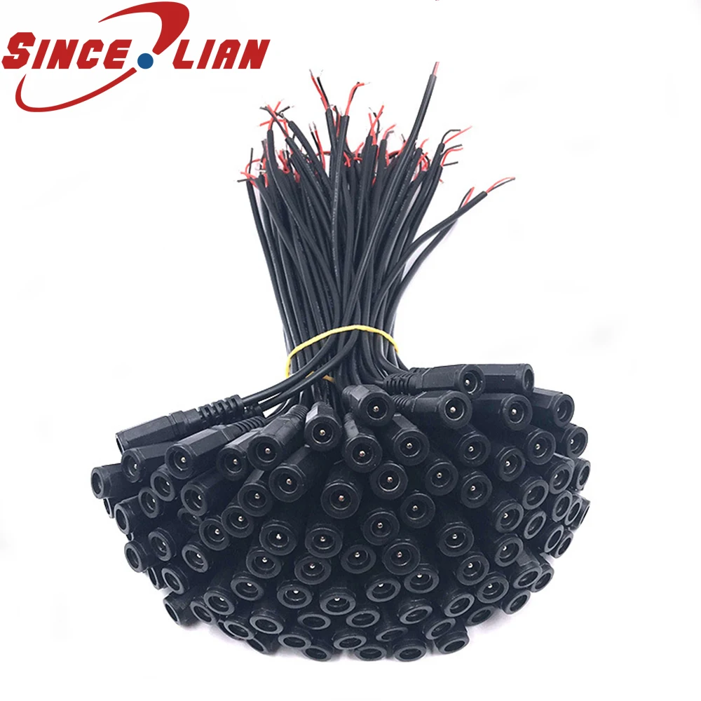 

50pcs DC Wire Power Pigtail 5.5*2.1mm 12V Cable Plug Female Wire For CCTV Security Camera Oxygen-Free Power Connect Line