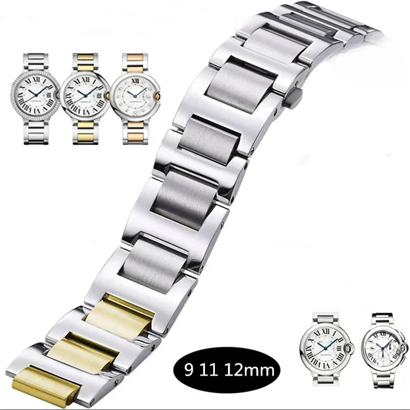 

Твердый ремешок для часов из нержавеющей стали для Cartier, синий ремешок с воздушным шаром и рельефным браслетом, аксессуары для часов, сменный ремешок