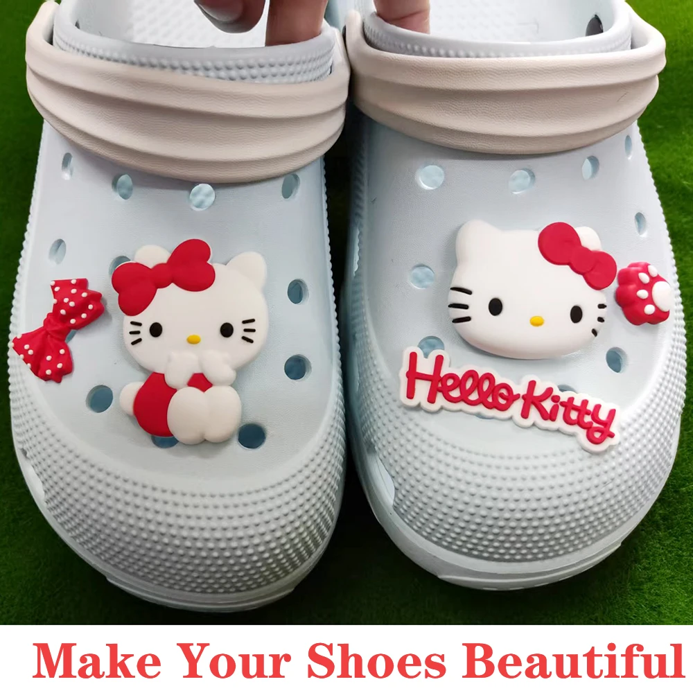 5-20pcs Mesuca Hello Kitty Series Shoe Charms For Slides Sandals,PVC Shoe Decorations Accessories For Christmas Birthday Gifts