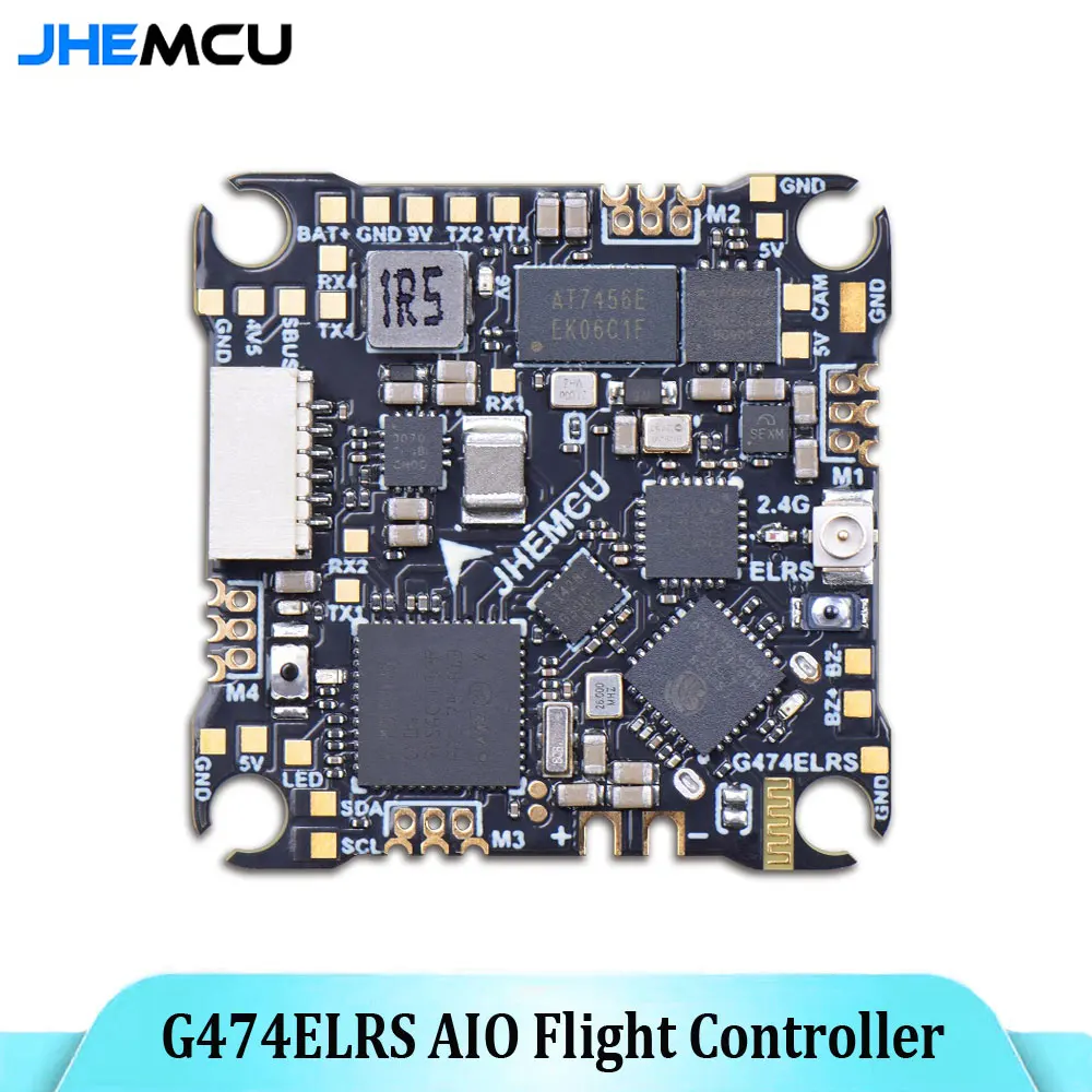

JHEMCU G474ELRS AIO Flight Controller Built-in 2.4G Receiver OSD 8MB Black Box 1-2S 25x25mm for RC FPV Freestyle Drone