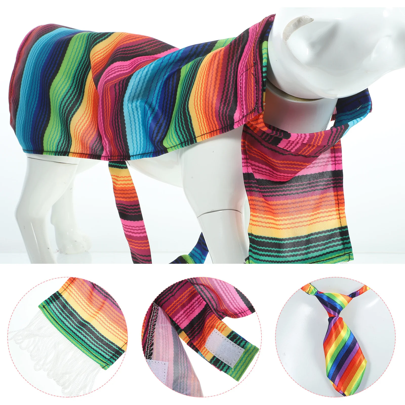 

Adorable Dog Clothes Mexican Party Adjustable Pet Poncho Colorful Costume Festive Themed Accessory Dog Clothes