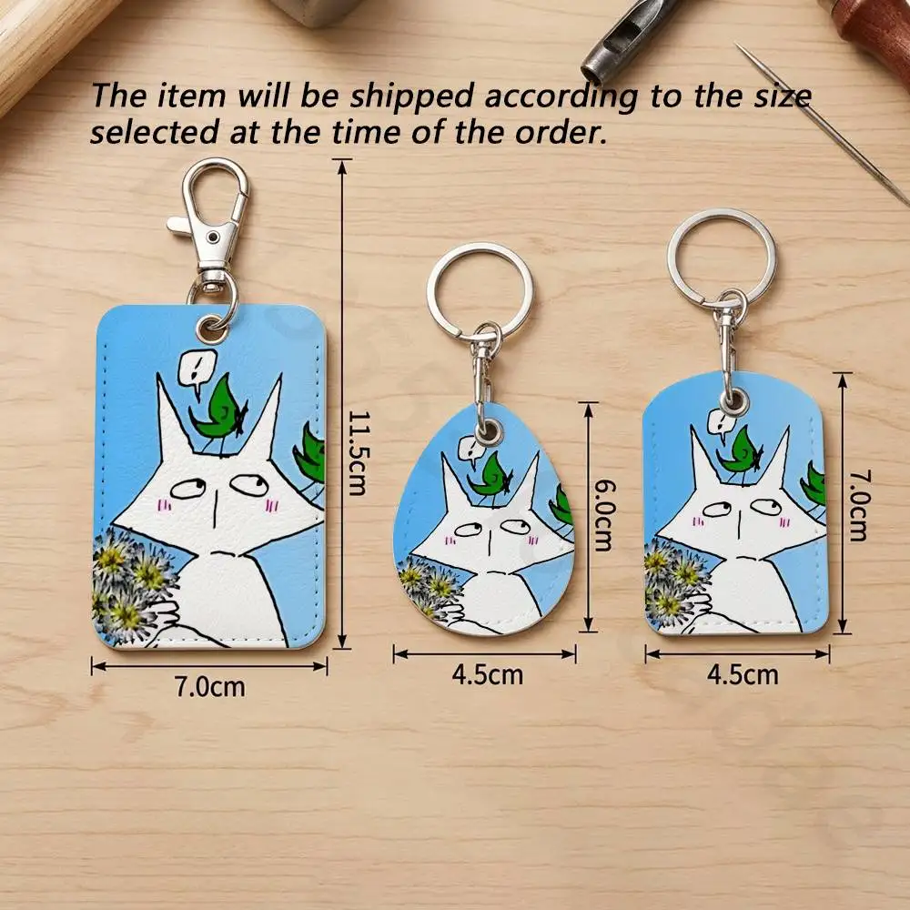 H-House Of Puso Rectangle Card Case Keychain Access Card Bag Key Tag Ring Leather Card Holder Key Ring Access