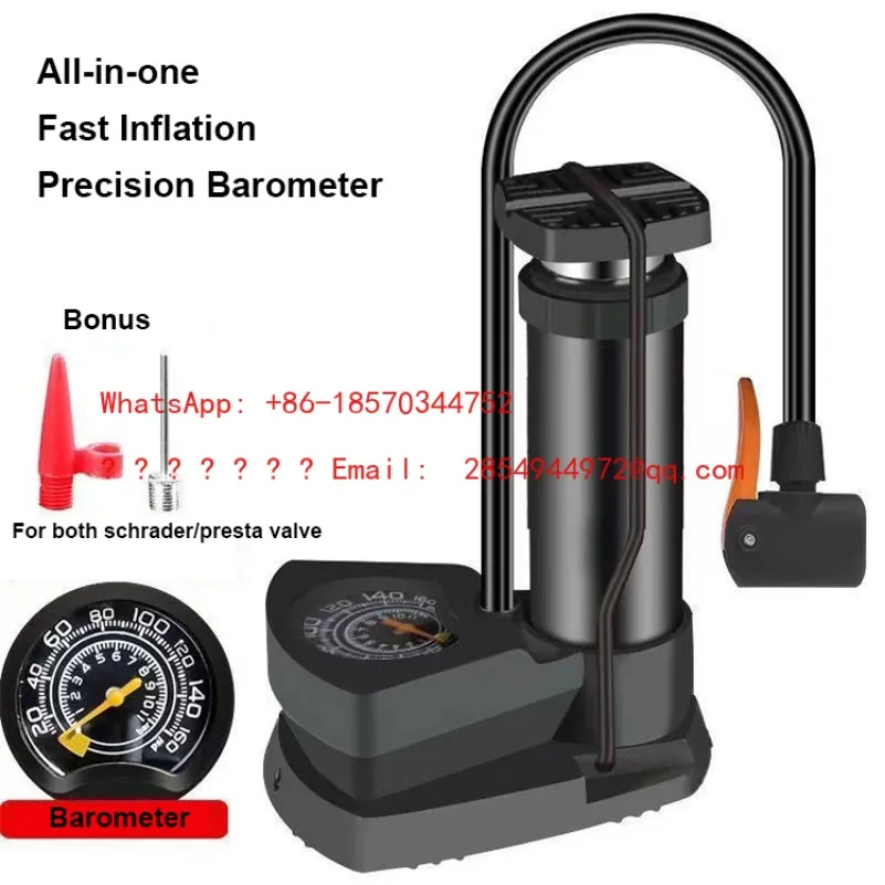 Mini Portable Bicycle Pump, Foot Pump, Air Pump with Pressure Gauge Accessories