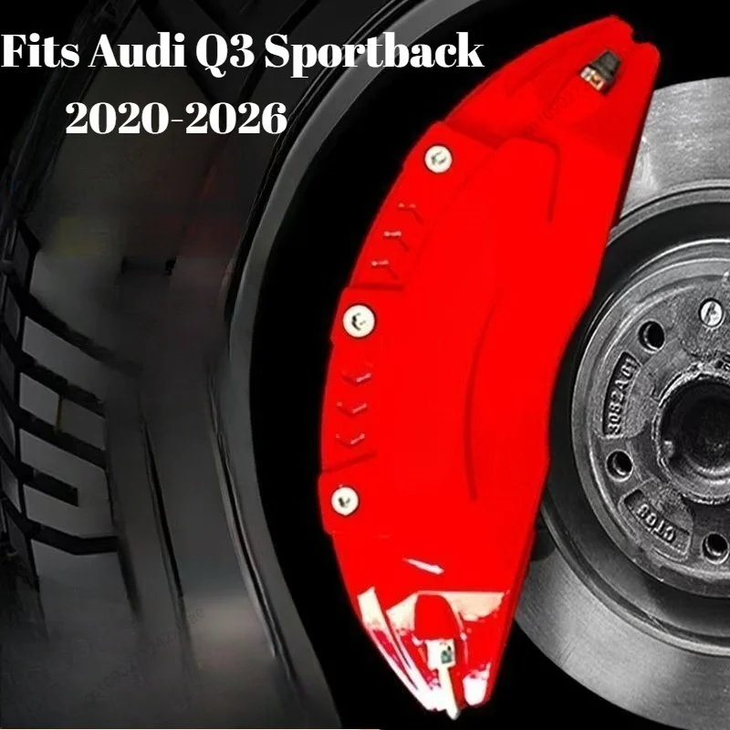 Lock‑On Aluminum Brake Caliper Covers, Modification Badge Style, Fits Audi Q3 Sportback, Protective, Minimum Wheel Size R18 R19